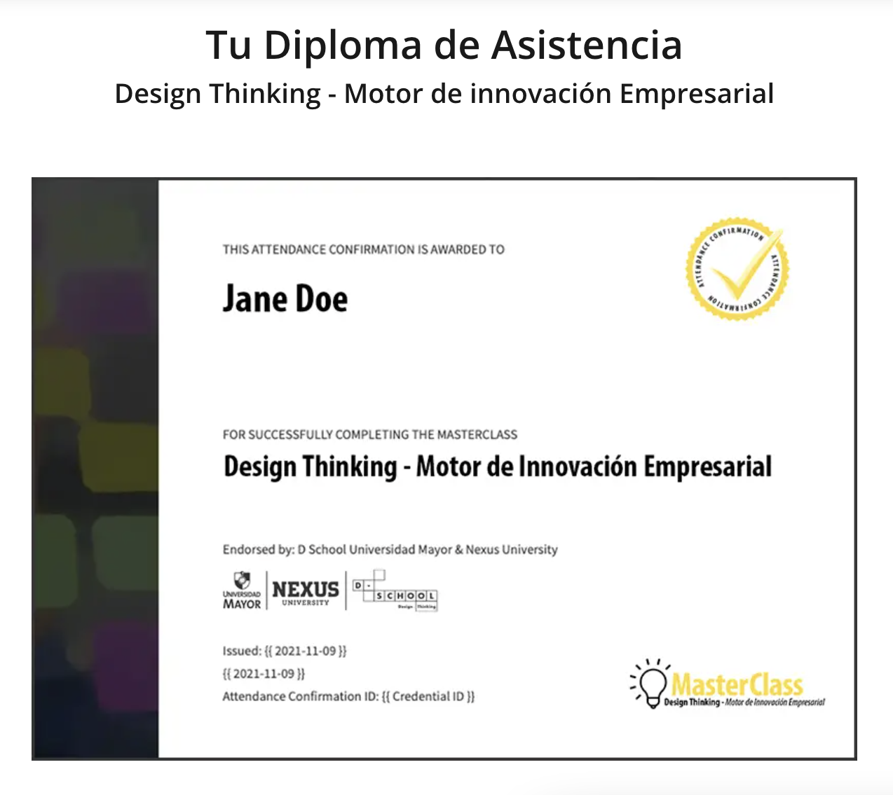 Diploma de Asistencia - Design Thinking
